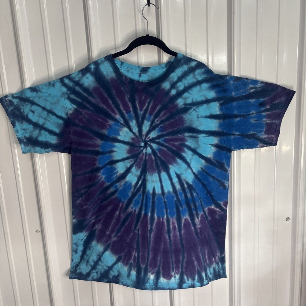 Liquid Blue Mens Blue And Purple Tie Dye Tee Size XL EUC